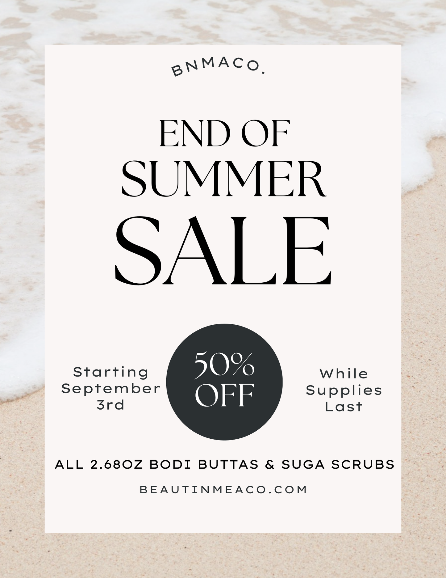 END of SUMMER SALE 50% OFF